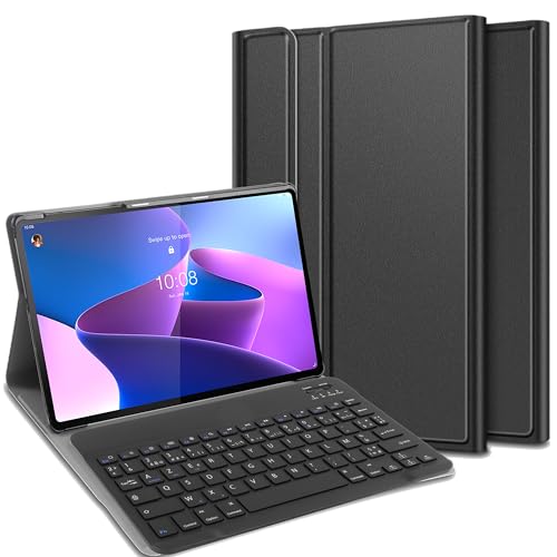 Cazy Tastatur Hülle Kompatibel mit Lenovo Tab P12 Pro - Schutz Etui mit magnetisch Abnehmbarer Tastatur - Layout: Azerty von Cazy