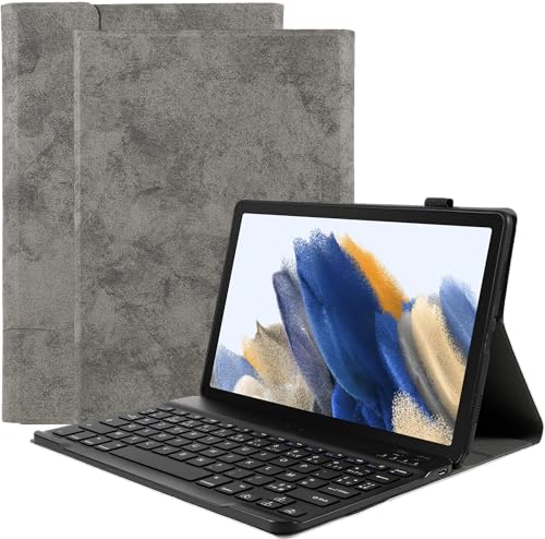 Cazy Tastatur Hülle Kompatibel mit Samsung Galaxy Tab A8 - Schutz Etui mit magnetisch Abnehmbarer Tastatur - Layout: Azerty Grau von Cazy