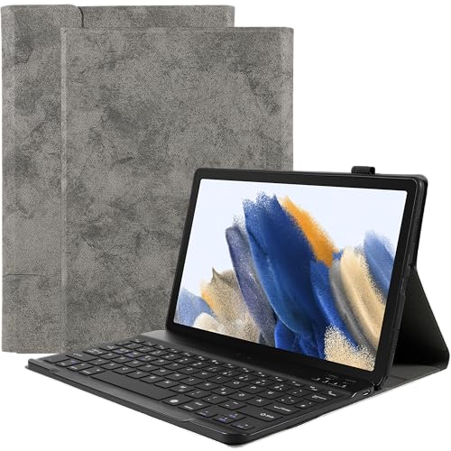 Cazy Tastatur Hülle Kompatibel mit Samsung Galaxy Tab A8 - Schutz Etui mit magnetisch Abnehmbarer Tastatur - Layout: Qwertz Grau von Cazy