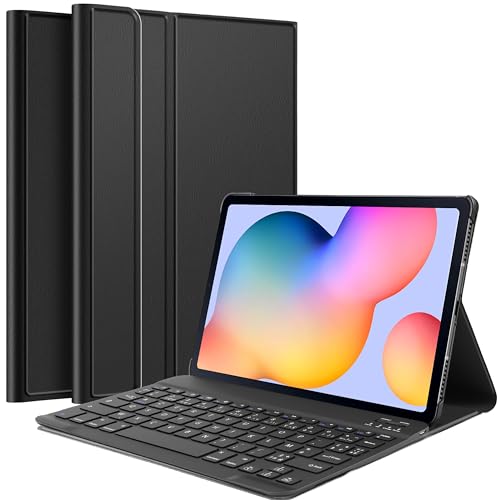Cazy Tablet-Hülle mit Tastatur geeignet für Samsung Galaxy Tab S6 Lite - AZERTY Bluetooth Tastatur-Hülle - Schwarz von Cazy