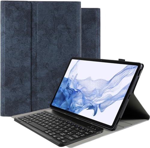 Cazy Tastatur Hülle Kompatibel mit Samsung Galaxy Tab S8+ - Schutz Etui mit magnetisch Abnehmbarer Tastatur - Layout: Azerty Blau von Cazy