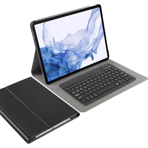 Cazy Tablet-Hülle mit Tastatur geeignet für Samsung Galaxy Tab S8 Plus - QWERTZ Bluetooth Tastatur-Hülle - Schwarz von Cazy