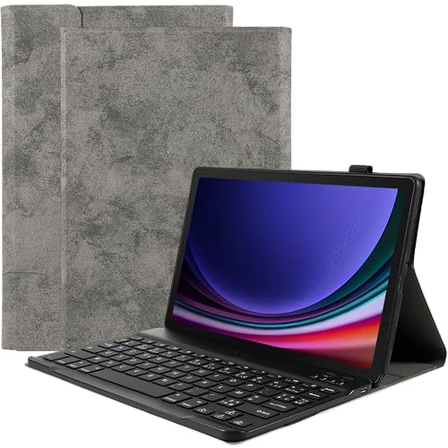 Cazy Tastatur Hülle Kompatibel mit Samsung Galaxy Tab S9 / S9 FE - Schutz Etui mit magnetisch Abnehmbarer Tastatur - Layout: Azerty Grau von Cazy