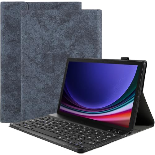 Cazy Tastatur Hülle Kompatibel mit Samsung Galaxy Tab S9 / S9 FE - Schutz Etui mit magnetisch Abnehmbarer Tastatur - Layout: Qwertz Blau von Cazy
