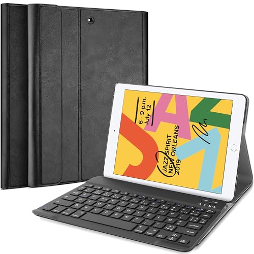 Cazy Tastatur Hülle Kompatibel mit iPad 2021 (9th Gen)/2020 (8th Gen)/iPad 2019 (7th Gen) - Schutz Etui mit magnetisch Abnehmbarer Tastatur - Layout: Azerty von Cazy
