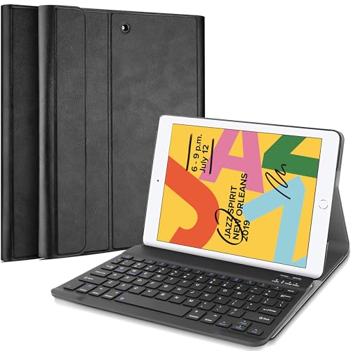 Cazy Tastatur Hülle Kompatibel mit iPad 2021 (9th Gen)/2020 (8th Gen)/iPad 2019 (7th Gen) - Schutz Etui mit magnetisch Abnehmbarer Tastatur - Layout: QWERTY von Cazy