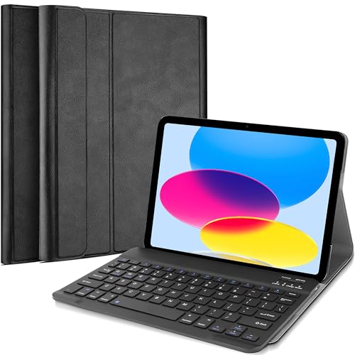 Cazy Tastatur Hülle Kompatibel mit iPad 2022 (10th Gen) - Schutz Etui mit magnetisch Abnehmbarer Tastatur - Layout: QWERTY von Cazy