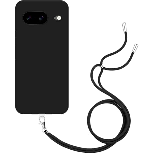 Handykette Hülle Kompatibel mit Google Pixel 8 - Silikon Handyhülle mit Band Necklace Hülle - Schwarz Handykette Hülle Kompatibel mit Google Pixel 8 - Silikon Handyhülle mit Band Necklace Hülle - Schwarz von Cazy