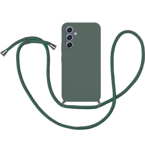 Handykette Hülle Kompatibel mit Samsung Galaxy A54 - Silikon Handyhülle mit Band Necklace Hülle - Grün von Cazy