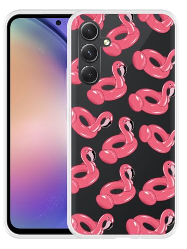 Hülle Kompatibel mit Samsung Galaxy A54 Aufblasbare Flamingos von Cazy