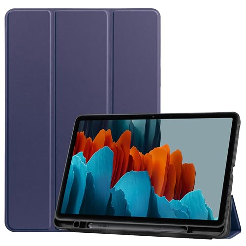 Premium Smart Hülle Kompatibel mit Samsung Galaxy Tab S7 - Schutz Etui Hülle mit Stifthalter - Automatischem Schlaf/Aufwach - Blau Premium Smart Hülle Kompatibel mit Samsung Galaxy Tab S7 - Schutz Etui Hülle mit Stifthalter - Automatischem Schlaf/Aufwach - Blau von Cazy