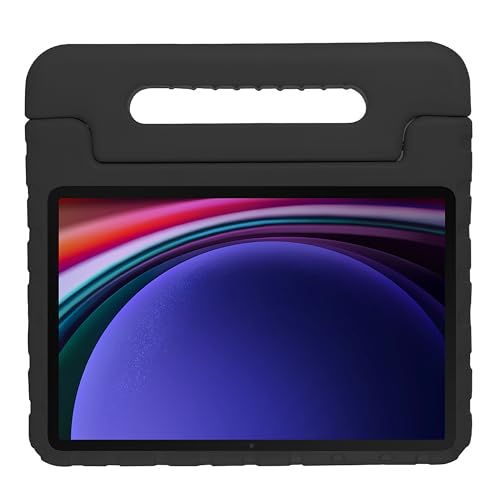 Schutzhülle Kompatibel mit Samsung Galaxy Tab S10 FE / S9 / S9 FE Kinderhulle Back Cover Classic für Kinder mit Griff - Schwarz von Cazy