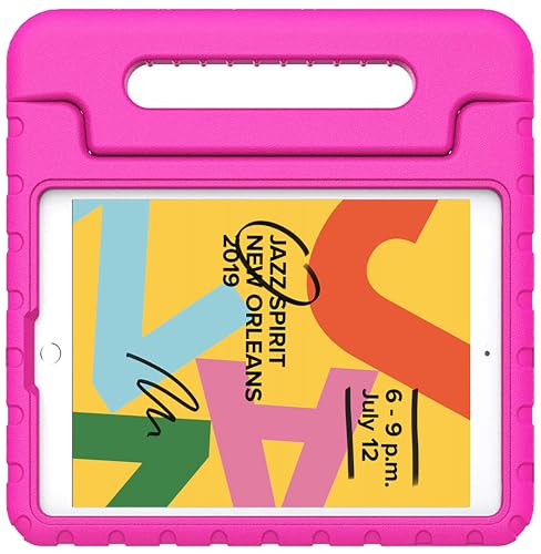 Schutzhülle Kompatibel mit iPad 2021 (9th Gen)/2020 (8th Gen)/iPad 2019 (7th Gen) Kinderhulle Back Cover Classic für Kinder mit Griff - Rosa von Cazy