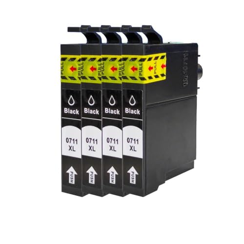CbErFVK Kompatibel mit Tintenpatrone T0711 Stylus SX110 SX105 SX115 SX200 SX205 SX209 SX210 Tintenstrahldrucker(4BK) von CbErFVK