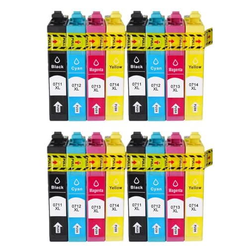 CbErFVK Kompatibel mit Tintenpatrone T0711 Stylus SX110 SX105 SX115 SX200 SX205 SX209 SX210 Tintenstrahldrucker(4SET) von CbErFVK