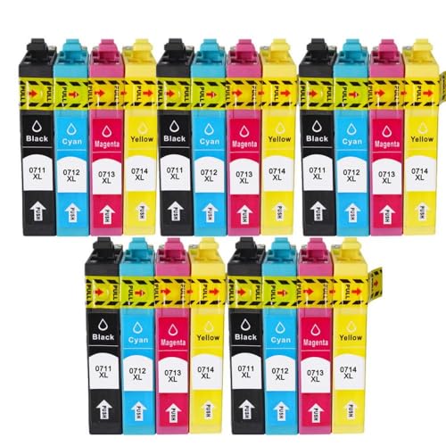 CbErFVK Kompatibel mit Tintenpatrone T0711 Stylus SX110 SX105 SX115 SX200 SX205 SX209 SX210 Tintenstrahldrucker(5SET) von CbErFVK