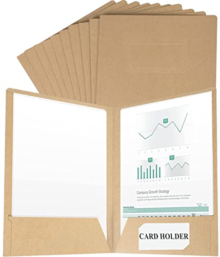 10 Stück Kraft Dokumentenmappe Mappe A4 Ordner Set mit 2 Fächern Aktenordner Recycling Karton A4 Aufbewahrungsmappe Bewerbungsmappen Präsentationsmappe A4 POP Mappen Projektmappe für Präsentationen von Ccomage