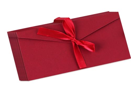 Ccomage 10 Stück Vintage Briefumschläge mit Schleife 22 x 11cm Kraftpapier Schön Umschläge Lang für Hochzeit Einladungskarten Nachricht Karte Party Geburtstag Weihnachten Festival Geschenk Karten von Ccomage