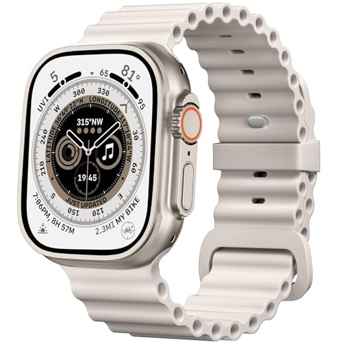 CeMiKa Armband für Silikon Ocean Kompatibel mit Apple Watch Armband 49mm 45mm 44mm 42mm, Loop Weiches Armband mit Schnalle Designed for iWatch Ultra 2/Ultra Series 9 8 7 6 5 4 3 2 1, Polarstern von CeMiKa