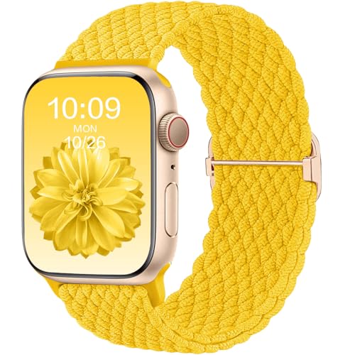 CeMiKa Geflochtenes Armband Kompatibel mit Apple Watch Armband 41mm 40mm 38mm 42mm Damen Herren, Stoff Elastisches Solo Loop Nylon Armband für iWatch Series 10 9 8 7 6 5 4 3 SE Ultra 2 1,Gelb CeMiKa Geflochtenes Armband Kompatibel mit Apple Watch Armband 41mm 40mm 38mm 42mm Damen Herren, Stoff Elastisches Solo Loop Nylon Armband für iWatch Series 10 9 8 7 6 5 4 3 SE Ultra 2 1,Gelb von CeMiKa