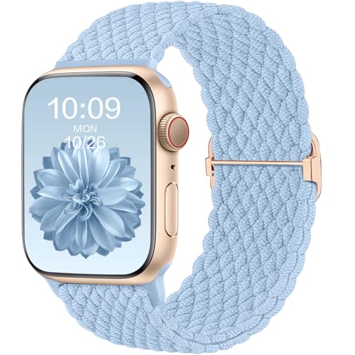 CeMiKa Geflochtenes Armband Kompatibel mit Apple Watch Armband 41mm 40mm 38mm 42mm Damen Herren, Stoff Elastisches Solo Loop Nylon Armband für iWatch Series 10 9 8 7 6 5 4 3 SE Ultra 2 1,HellBlau CeMiKa Geflochtenes Armband Kompatibel mit Apple Watch Armband 41mm 40mm 38mm 42mm Damen Herren, Stoff Elastisches Solo Loop Nylon Armband für iWatch Series 10 9 8 7 6 5 4 3 SE Ultra 2 1,HellBlau von CeMiKa
