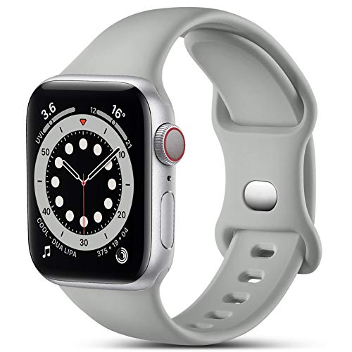 CeMiKa Kompatibel mit Apple Watch Armband 38mm 40mm 41mm, Ersatz Silikon Sport Armbänder Kompatibel mit iWatch Armband Series 9 8 7 6 5 4 3 2 1 SE, 38mm/40mm/41mm-S/M, Grau von CeMiKa