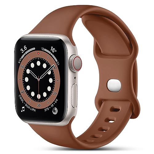 CeMiKa Kompatibel mit Apple Watch Armband 41mm 40mm 38mm, Ersatz Silikon Sport Armbänder Kompatibel mit iWatch Armband Series 9 8 7 6 5 4 3 2 1 SE, 38mm/40mm/41mm-M/L, Braun von CeMiKa