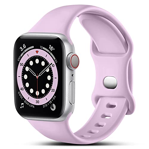 CeMiKa Kompatibel mit Apple Watch Armband 41mm 40mm 38mm, Ersatz Silikon Sport Armbänder Kompatibel mit iWatch Armband Series 9 8 7 6 5 4 3 2 1 SE, 38mm/40mm/41mm-M/L, Lavendel von CeMiKa