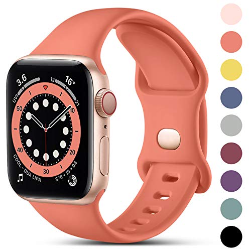 CeMiKa Kompatibel mit Apple Watch Armband 41mm 40mm 38mm, Ersatz Silikon Sport Armbänder Kompatibel mit iWatch Armband Series 9 8 7 6 5 4 3 2 1 SE, 38mm/40mm/41mm-S/M, Koralle von CeMiKa