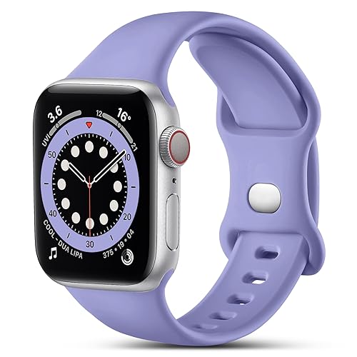 CeMiKa Kompatibel mit Apple Watch Armband 41mm 40mm 38mm, Ersatz Silikon Sport Armbänder Kompatibel mit iWatch Armband Series 9 8 7 6 5 4 3 2 1 SE, 38mm/40mm/41mm-S/M, Lila Grau von CeMiKa