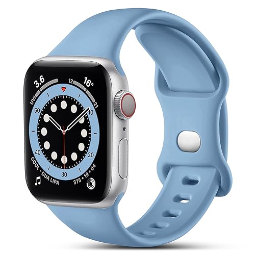 CeMiKa Kompatibel mit Apple Watch Armband 41mm 40mm 38mm, Ersatz Silikon Sport Armbänder Kompatibel mit iWatch Armband Series 9 8 7 6 5 4 3 2 1 SE, 38mm/40mm/41mm-S/M, Ozeanblau von CeMiKa