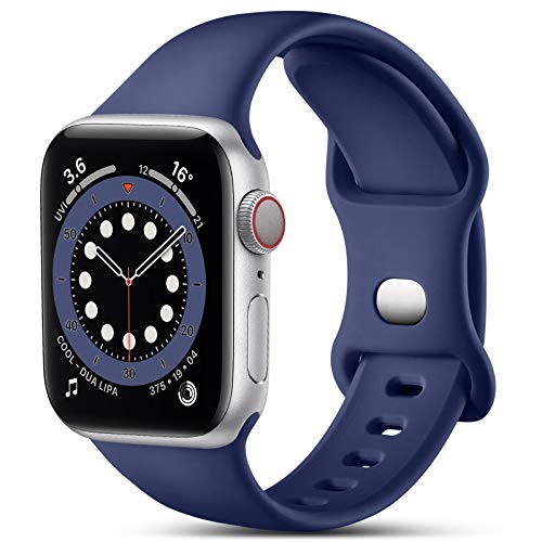 CeMiKa Kompatibel mit Apple Watch Armband 44mm 42mm 45mm 49mm, Ersatz Silikon Sport Armbänder Kompatibel mit iWatch Armband Series 9 8 7 6 5 4 3 2 1 SE, 42mm/44mm/45mm/49mm-M/L, Blau von CeMiKa