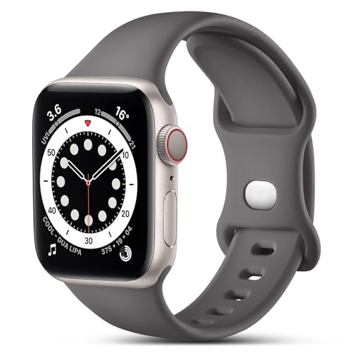CeMiKa Kompatibel mit Apple Watch Armband 44mm 42mm 45mm 49mm, Ersatz Silikon Sport Armbänder Kompatibel mit iWatch Armband Series 9 8 7 6 5 4 3 2 1 SE, 42mm/44mm/45mm/49mm-M/L, Lehm von CeMiKa