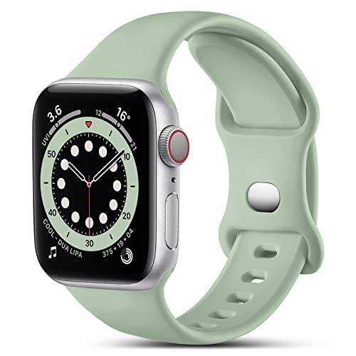 CeMiKa Kompatibel mit Apple Watch Armband 44mm 42mm 45mm 49mm, Ersatz Silikon Sport Armbänder Kompatibel mit iWatch Armband Series 9 8 7 6 5 4 3 2 1 SE, 42mm/44mm/45mm/49mm-M/L, Minzgrün von CeMiKa