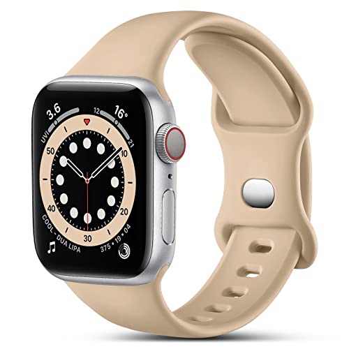 CeMiKa Kompatibel mit Apple Watch Armband 44mm 42mm 45mm 49mm, Ersatz Silikon Sport Armbänder Kompatibel mit iWatch Armband Series 9 8 7 6 5 4 3 2 1 SE, 42mm/44mm/45mm/49mm-M/L, Stein von CeMiKa