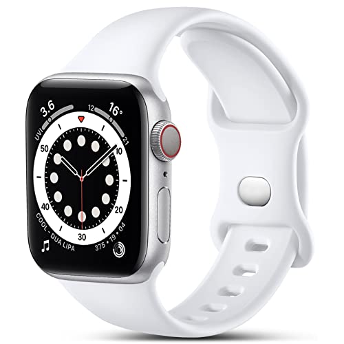 CeMiKa Kompatibel mit Apple Watch Armband 44mm 42mm 45mm 49mm, Ersatz Silikon Sport Armbänder Kompatibel mit iWatch Armband Series 9 8 7 6 5 4 3 2 1 SE, 42mm/44mm/45mm/49mm-S/M, Weiß von CeMiKa