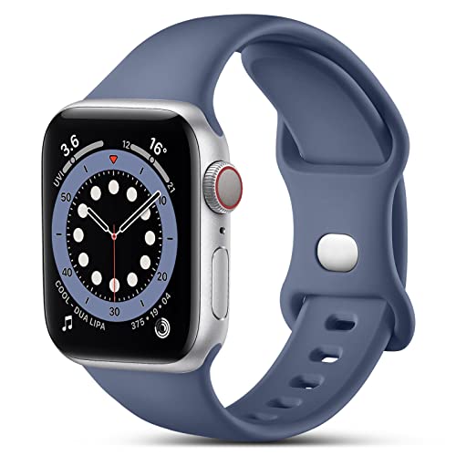 CeMiKa Kompatibel mit Apple Watch Armband 45mm 44mm 42mm 49mm, Ersatz Silikon Sport Armbänder Kompatibel mit iWatch Armband Series 9 8 7 6 5 4 3 2 1 SE, 42mm/44mm/45mm/49mm-M/L, Blau grau von CeMiKa