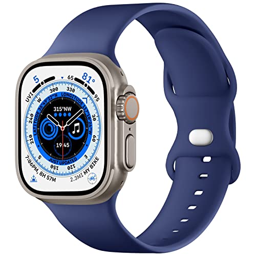 CeMiKa Kompatibel mit Apple Watch Ultra Armband 49mm 45mm 44mm 42mm, Ersatz Silikon Sport Armbänder Kompatibel mit iWatch Armband Ultra 2/Series 9 8 7 6 5 4 3 2 1, Damen Männer, Blau von CeMiKa