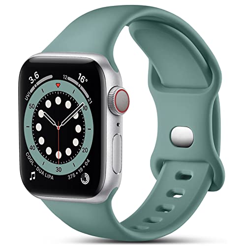 CeMiKa Kompatibel mit Apple Watch Ultra Armband 49mm 45mm 44mm 42mm, Ersatz Silikon Sport Armbänder Kompatibel mit iWatch Armband Ultra 2/Series 9 8 7 6 5 4 3 2 1, Damen Männer, Tannengrün von CeMiKa