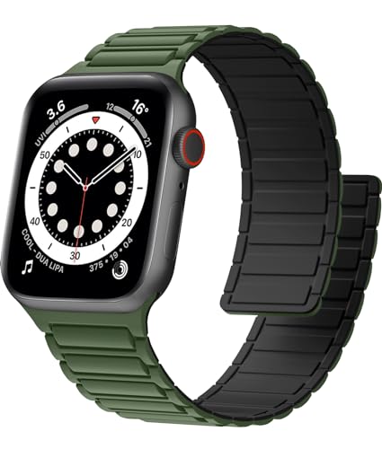 CeMiKa Magnetische Armband kompatibel mit Apple Watch Armband 40mm 41mm 38mm, Silikon Magnetische Sport Loop Ersatzbänder für iWatch Ultra 2/Ultra Series 9 8 7 SE 6 5 4 3 2 1, Damen Herren von CeMiKa