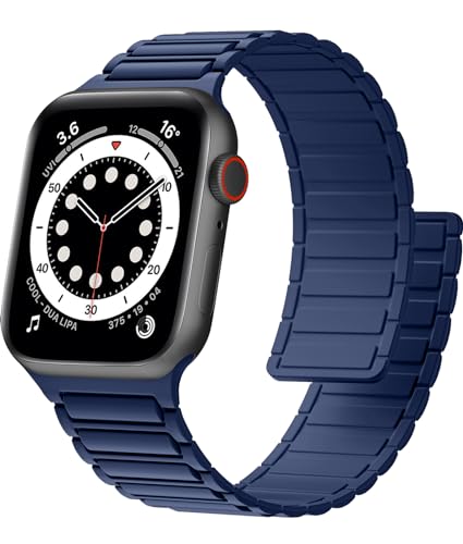 CeMiKa Magnetische Band kompatibel mit Apple Watch Armband 38mm 40mm 41mm, Starke Silikon Magnetische Sport Loop Ersatzbänder für iWatch Series 9 8 7 6 5 4 3 2 1 SE Ultra 2/Ultra, Damen Herren von CeMiKa