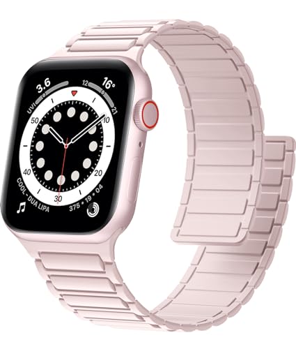 CeMiKa Magnetische Band kompatibel mit Apple Watch Armband 44mm 49mm 45mm 42mm,Starke Silikon Magnetische Sport Loop Ersatzbänder für iWatch Series 9 8 7 SE 6 5 4 3 2 1 Ultra 2/Ultra, Herren Damen von CeMiKa