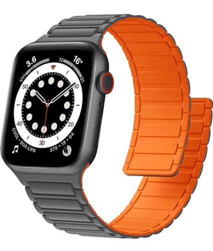 CeMiKa Magnetische Band kompatibel mit Apple Watch Armband 45mm 49mm 44mm 42mm,Starke Silikon Magnetische Sport Loop Ersatzbänder für iWatch Ultra 2/Ultra Series 9 8 7 SE 6 5 4 3 2 1, Herren Damen von CeMiKa