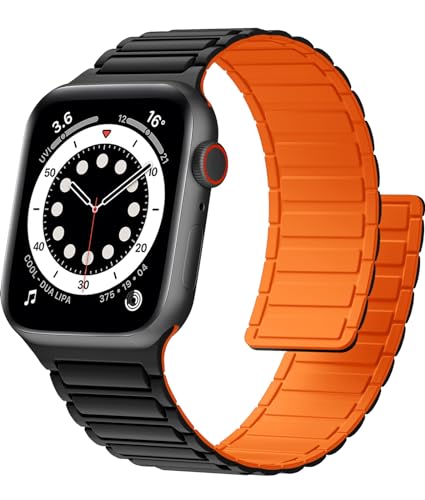 CeMiKa Magnetische Band kompatibel mit Apple Watch Armband 49mm 45mm 44mm 42mm,Starke Silikon Magnetische Sport Loop Ersatzbänder für iWatch Ultra 2/Ultra Series 9 8 7 SE 6 5 4 3 2 1, Herren Damen von CeMiKa