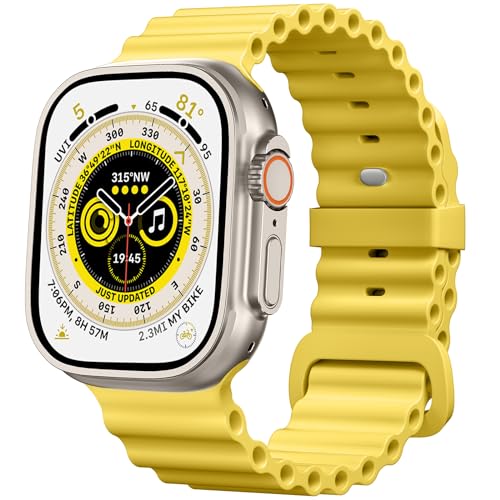 CeMiKa Ocean Armband Kompatibel mit Apple Watch Armband 49mm 45mm 44mm 42mm 46mm, Verbessertes Weiches Loop Armband mit Schnalle Designed for iWatch Ultra 2 Ultra Series 10 9 8 7 6 5 4 3 2 1, Gelb CeMiKa Ocean Armband Kompatibel mit Apple Watch Armband 49mm 45mm 44mm 42mm 46mm, Verbessertes Weiches Loop Armband mit Schnalle Designed for iWatch Ultra 2 Ultra Series 10 9 8 7 6 5 4 3 2 1, Gelb von CeMiKa