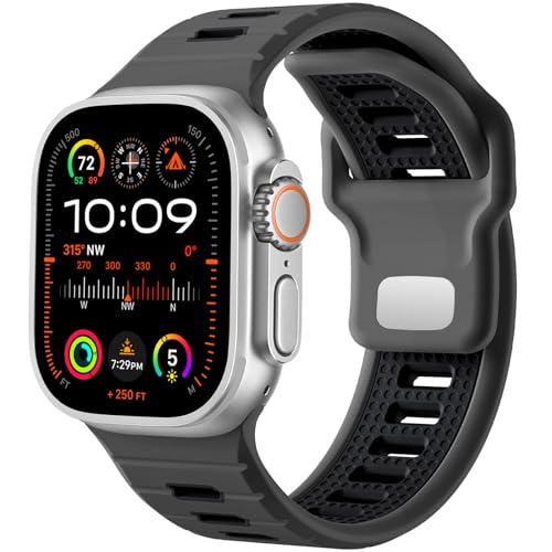 CeMiKa Sport Armband Kompatibel mit Apple Watch Ultra 2/Ultra Armband 49mm 45mm 44mm 42mm Herren, 26mm Verstellbare Silikon Sport Loop Ersatzbänder für iWatch Series 9 8 7 SE 6 5 4 3 2 1 von CeMiKa