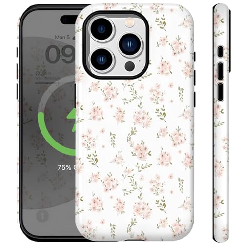 Ceckooty Schutzhülle für iPhone 13 Pro Max, für Damen und Mädchen, niedliches äthetisches Blumen-Design, kompatibel mit Magsafe, weiß-rosafarbene Blumen, robust, stoßfest, kratzfest Ceckooty Schutzhülle für iPhone 13 Pro Max, für Damen und Mädchen, niedliches äthetisches Blumen-Design, kompatibel mit Magsafe, weiß-rosafarbene Blumen, robust, stoßfest, kratzfest von Ceckooty