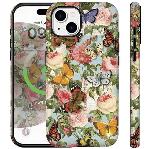 Ceckooty Schutzhülle für iPhone 14, kompatibel mit iPhone 14, Vintage-Stil, blaue Muscheln, niedliches Vintage-Retro-Ozean-Strand-Design für Frauen und Mädchen, 2-lagig, stoßfest, kratzfest Ceckooty Schutzhülle für iPhone 14, kompatibel mit iPhone 14, Vintage-Stil, blaue Muscheln, niedliches Vintage-Retro-Ozean-Strand-Design für Frauen und Mädchen, 2-lagig, stoßfest, kratzfest von Ceckooty