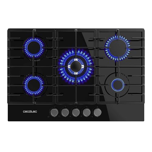 Cecotec Butan- und Erdgas-Kochfeld 5 Flammen Bolero Squad G 5200F Glass Black. 11000W, Schwarzes Glas, Vollgusseisenroste, WOK-Brenner mit Dreifachkrone, Elektrische Zündung, Sicherheitssystem Cecotec Butan- und Erdgas-Kochfeld 5 Flammen Bolero Squad G 5200F Glass Black. 11000W, Schwarzes Glas, Vollgusseisenroste, WOK-Brenner mit Dreifachkrone, Elektrische Zündung, Sicherheitssystem von Cecotec