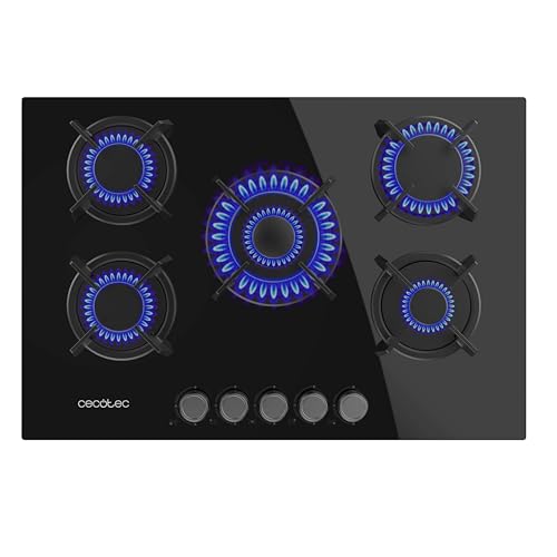 Cecotec Butan- und Erdgas-Kochfeld 5 Flammen Bolero Squad G 5200S Glass Black. 11000W, Schwarzes Glas, Einzelne Gusseisenroste, WOK-Brenner mit Dreifachkrone, Elektrische Zündung, Sicherheitssystem Cecotec Butan- und Erdgas-Kochfeld 5 Flammen Bolero Squad G 5200S Glass Black. 11000W, Schwarzes Glas, Einzelne Gusseisenroste, WOK-Brenner mit Dreifachkrone, Elektrische Zündung, Sicherheitssystem von Cecotec